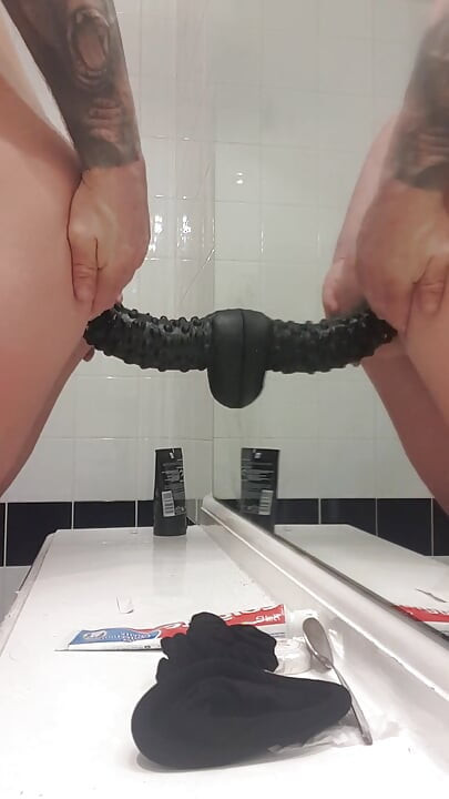 Huge 12inch black dildo ride