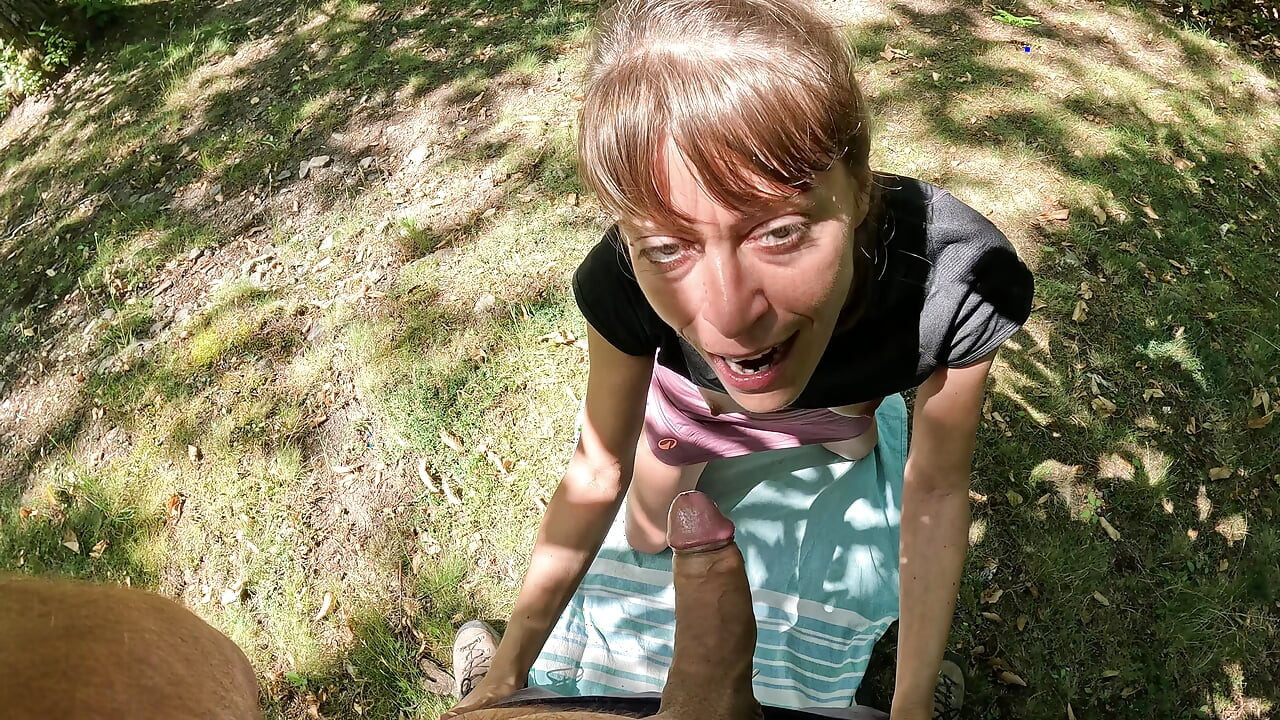 MILF Catches Pervert Masturbating in Public Park Gets Pissed On and Huge Facial Cumshot