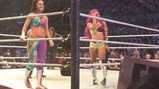 WWE - Bayley and Sasha Banks dancing badly in the ring