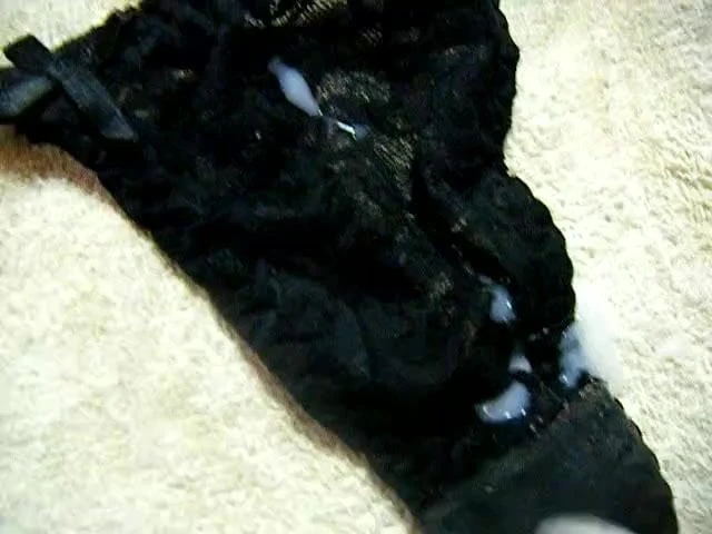 cum on black thong