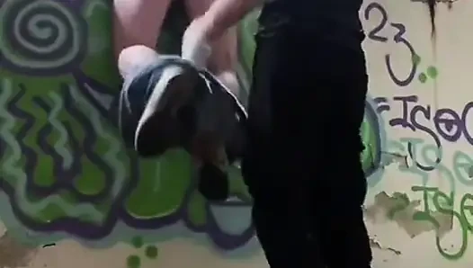 Amateur Boy Trapped! His Jeans Depantsed to Expose His Smooth Hairless Pale Bubble Butt. Then Spanked and Licked