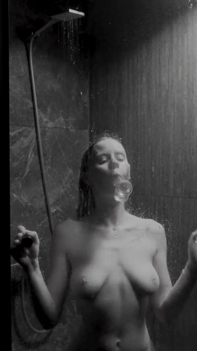 Steamy Shower Solo Scene (Dildo & POV) - Real Amateur B&W Artsy Tape | Clip 1
