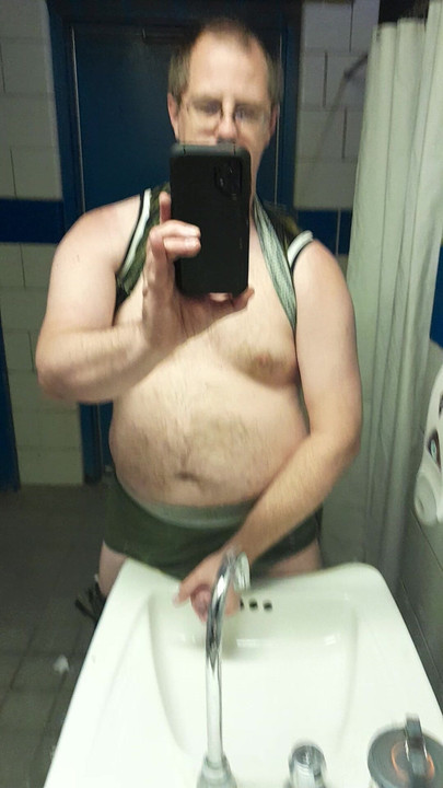 jacking off in restroom