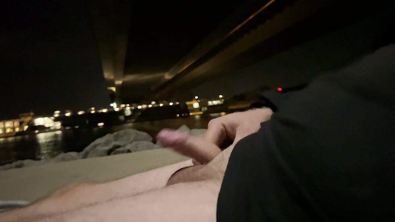Masturbating on the waterfront with a passing passenger ship