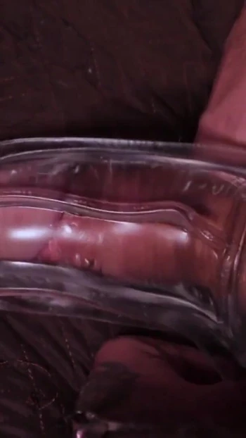 Jaw-dropping moment from "Big Hairy Cock Daddy Fucking A Transparent Fleshlight And Filling It With Cum"