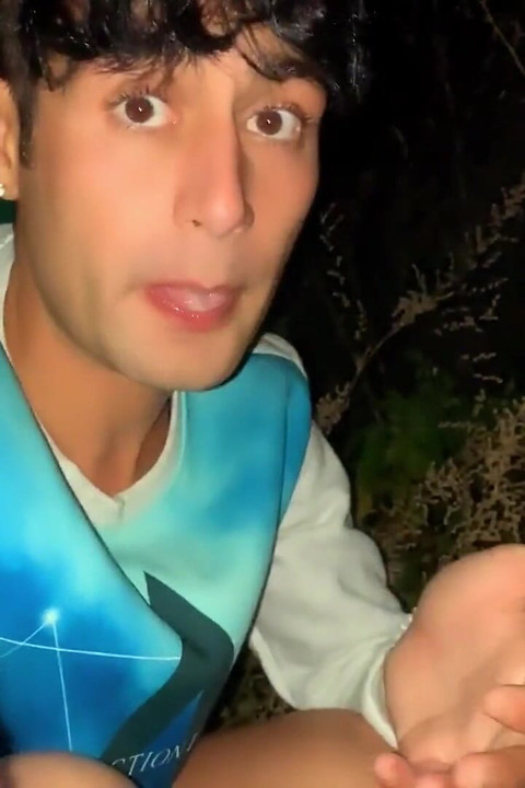 Teen Is Pushing Out Cum of His Ass and Tasting Anal Creampie Outdoor