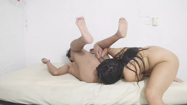 femdom goddess rimming ass hole of bbc boy and fucking him hardcore in amazon position while cuckolding on hubby