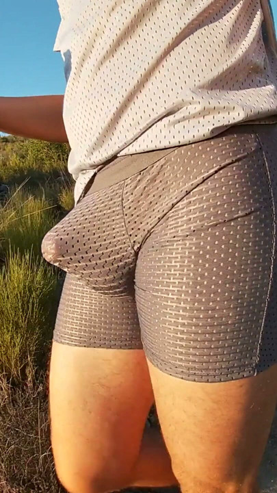 Walking in sexy tight breathable shorts having a erection | Clip 2