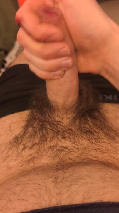 Hairy boy jerks himself and cums in his undies | Clip 1