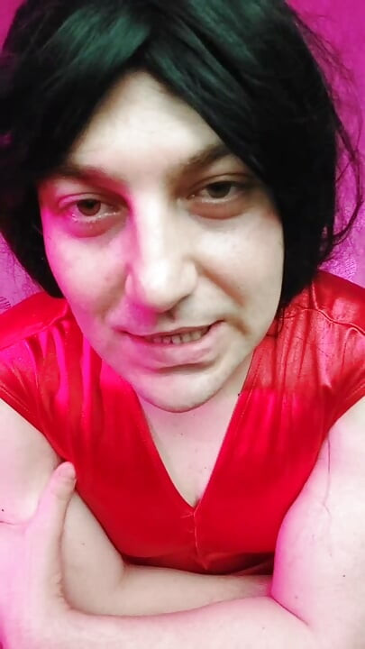 Red Gothic White Femboy With Half Tights