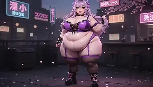 Cewek anime semok dengan pantat bahenol lagi asik goyangin pantatnya pakai celana dalam thong ungu
