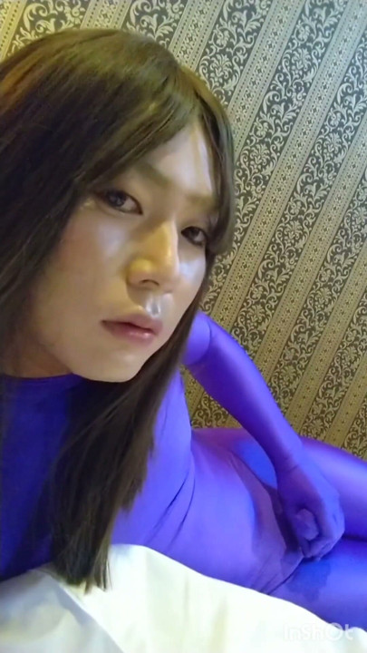 Crossdresser masturbate wearing morphsuit | Clip 1