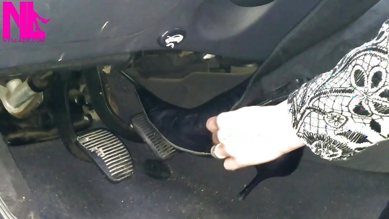 Pedal Pumping and Unzipping My Black Leather High Heeled Boots