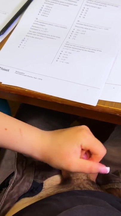 HIGH SCHOOLGIRL Milking him Off in MATH Class under the Table. POST ORGASM TORTURE | Clip 1