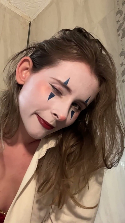 Clown Makeup Red Lingerie Pixie - Steamy Shower Tease to Wet Ride