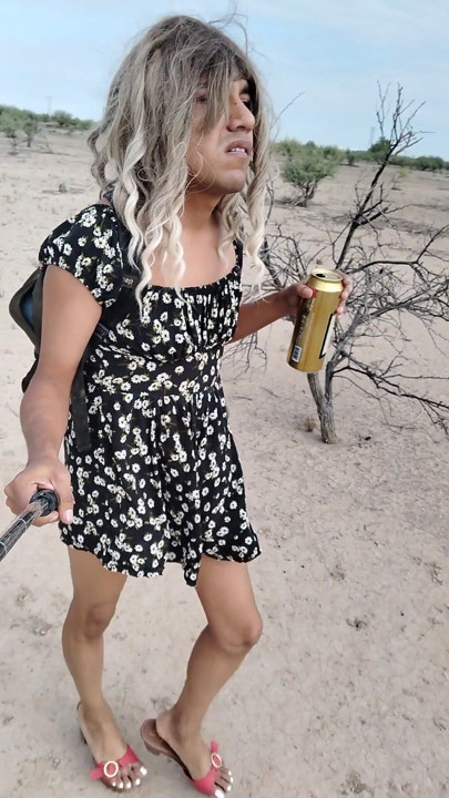 Layboy Femboy in Mini Dress and Heels Walking in Very Hot Public | Clip 1