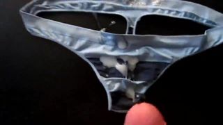 Cum on blue thong