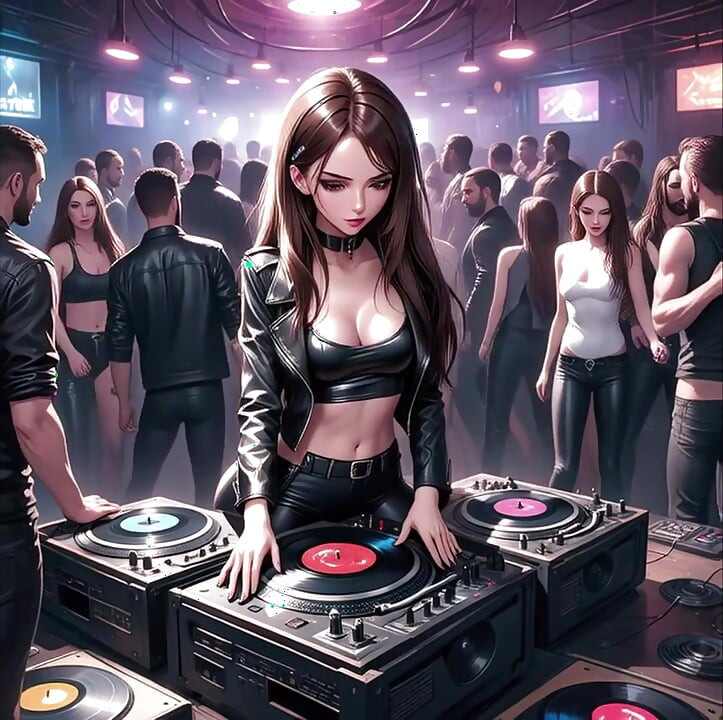 אנימה סקסית DJ Synthwave Retrowave אלקטרו AI