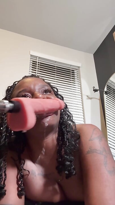 Ebony Fucks Throat and Squirt Uncontrollably