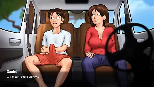 Summertime Saga - грудастая милфа получает хорошую длинную скачку в машине