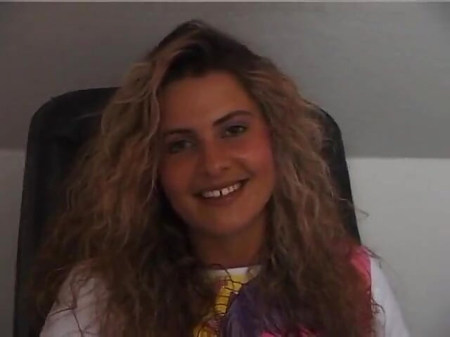 Gorgeous curly haired babe masturbating in solo video