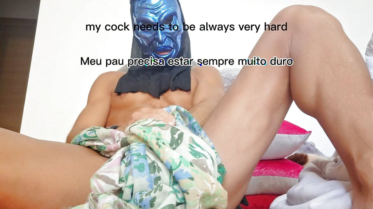 Halloween Monster Mask Teaches Hard Cock Exercise - How to Get a Stronger, Rock Hard Dick & Cums Twice While Training