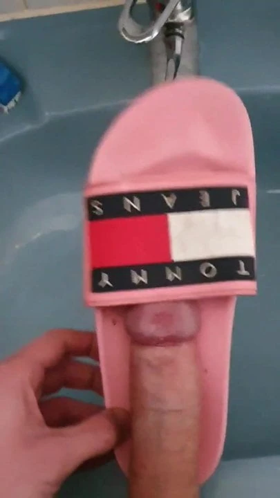 Fuck and cum my Wife dirty Hilfiger flip flop