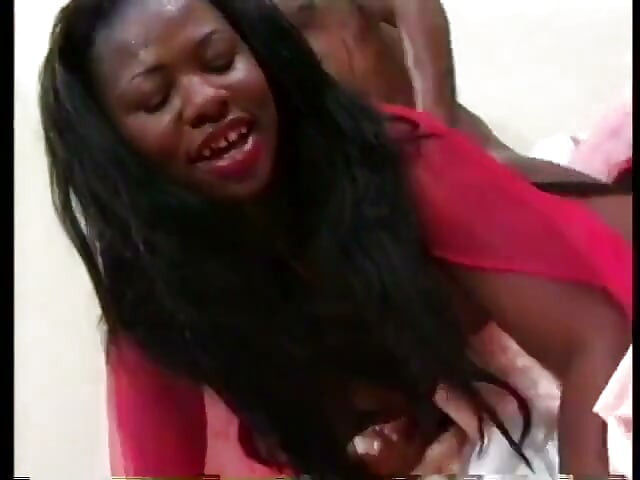 Black babe dressed as a naughty devil takes a hardcore pounding from her man