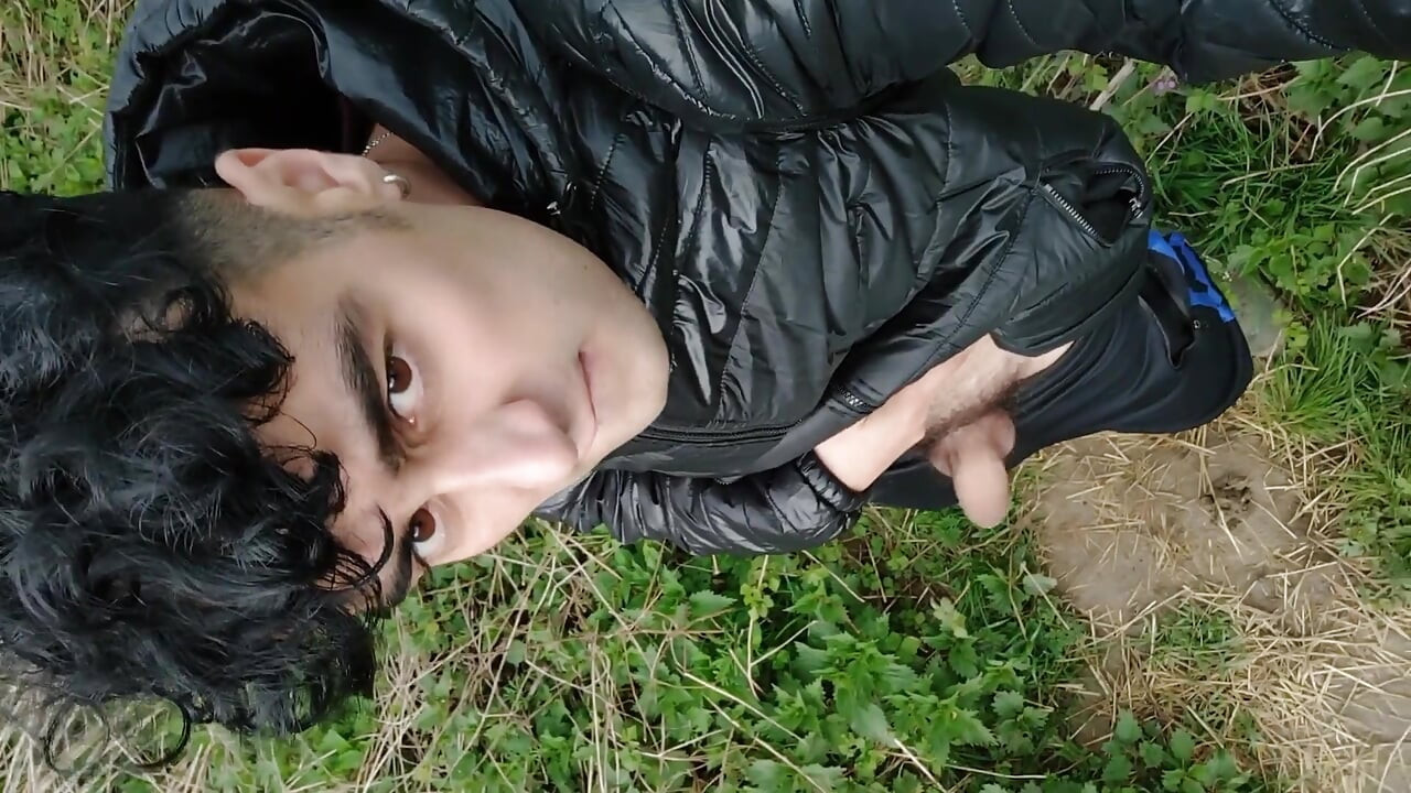 2 Times Walking with Cock Out of Jeans Near River to Piss Into River - Uncut Hairy Cock