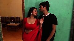 Czerwony gorący sari, seksowna dziewczyna, romans