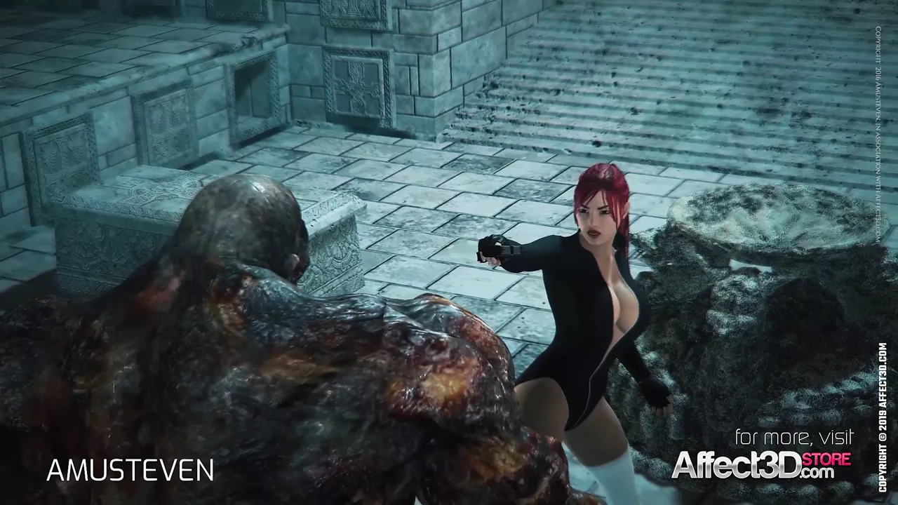 3d animation moster sex with a red head big tits babe