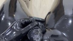 Horny rubberdrone second cum in rubber cock sheath