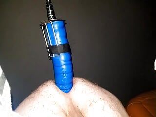 Big blue dildo anal fucking machine