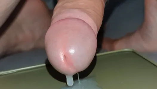 wank uncut cock cumming close up edging multiple loads use sperm as lube intense orgasm veiny dick messy messy swallow straight
