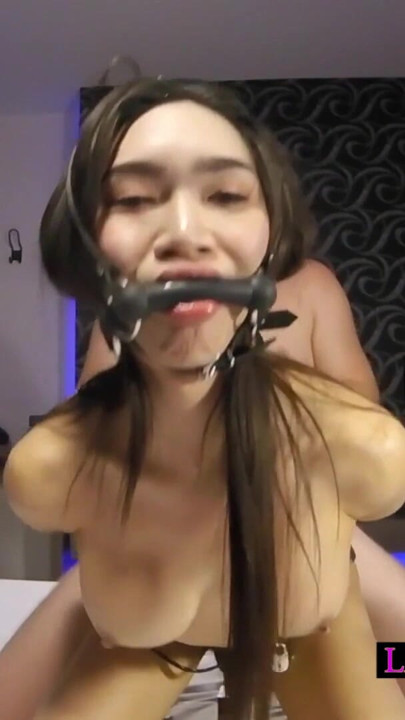 Curvy big dick Asian femboy in bondage is his sex slave today | Clip 3