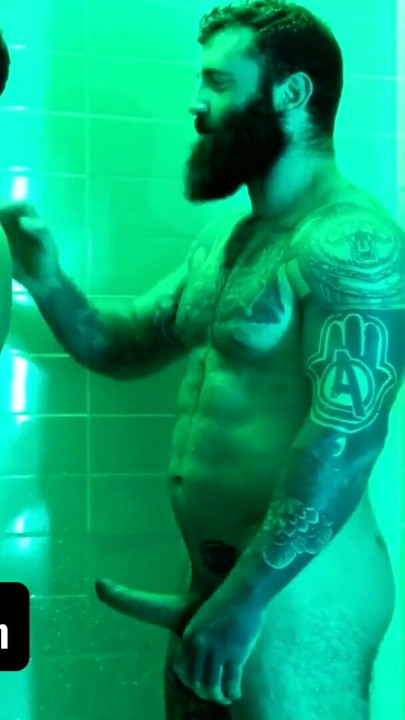 Epic moment from "DadCreep - Muscular Bear Stepdad Bangs His Hot Stepson In The Shower - Alex Montenegro, Markus Kage"