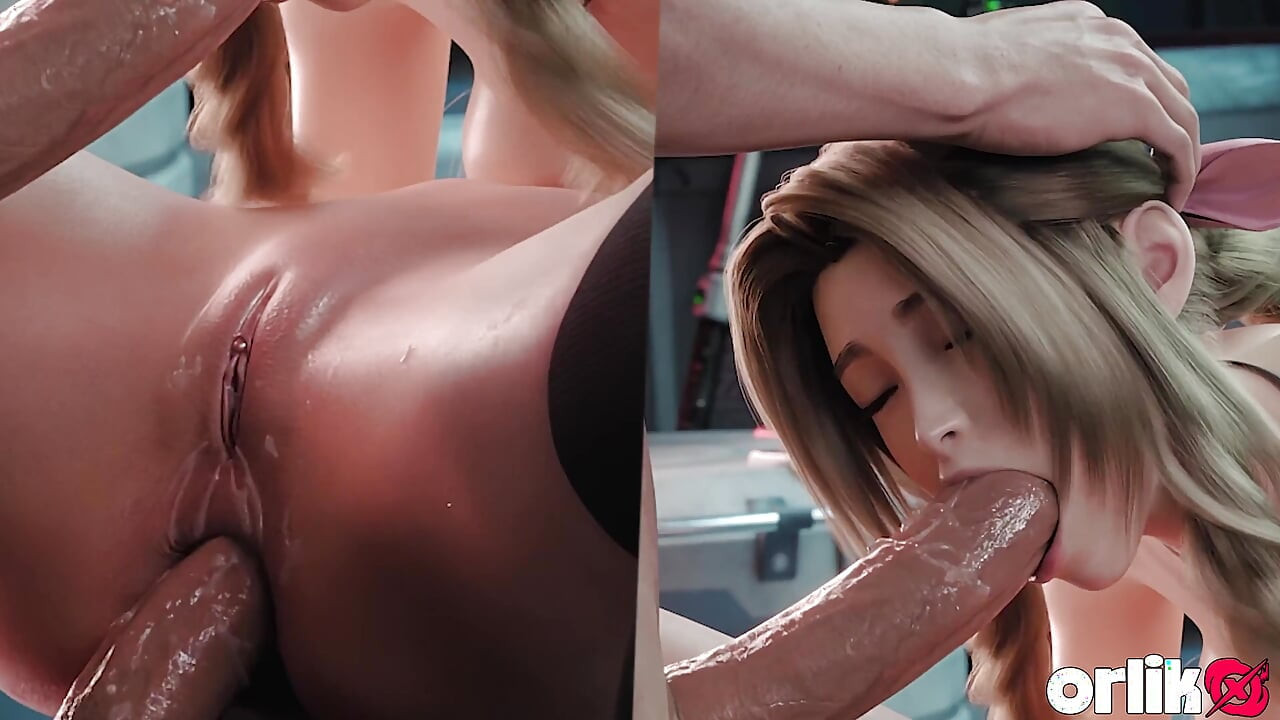 Tifa Lockhart & Aerith trio met gelukkige kerel - 3D porno-animatie