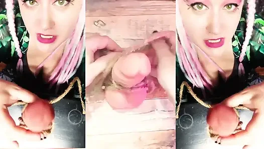 Tied up Cock and Balls JOI with Ball Punching