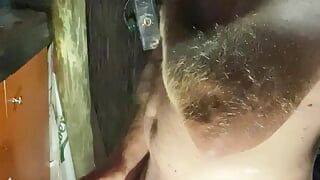 Outside shower and cum in the bar