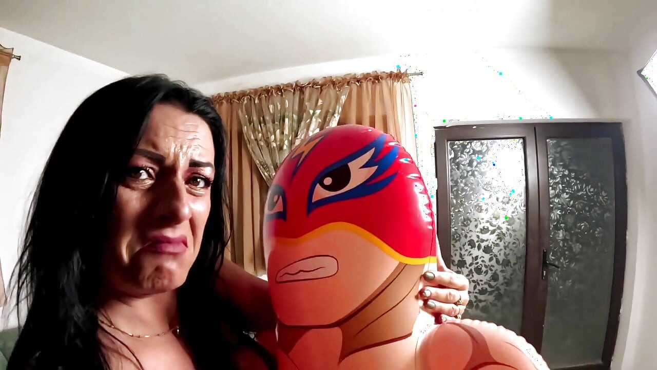 Inflatable Wrestler Cum Play. Dirty Talk, Doggy and Cum Licking