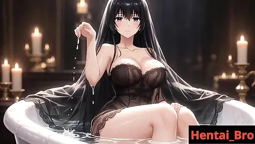 Büyük memeli seksi tesettürlü kız banyo yapıyor