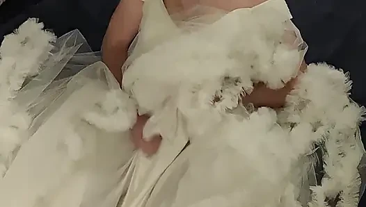 Custom-made Romanian wedding dress enjoyed in the bedroom