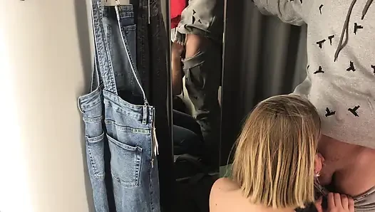 Sneaky Changing Room BJ - Amateur Girl Sucks Cock in Clothing Store RAW