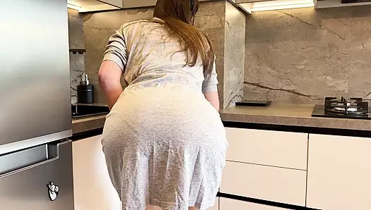 Stepmom Caught Stepson with a Boner and Helped Him Cum Quickly