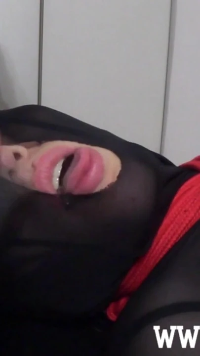 Spectacular moment from "Amateur Bondage: Tied up nylon slut facefucked and jerked on"