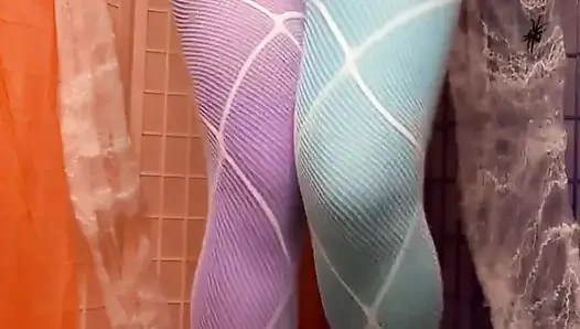 Layered Pantyhose Pee Dressing: Tights, Fishnets and Body Suit - All Tog...