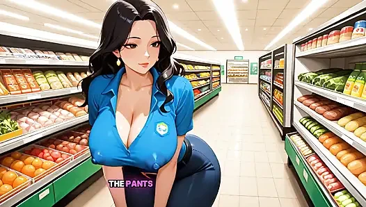 Кассир с пышногрудой кубинской милфкой жестко трахается клиентом — нецензурированный хентай — ИИ