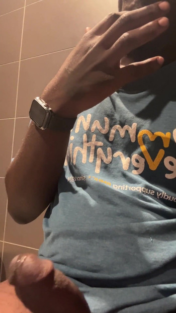 Epic moment from "At Work In The Bathroom Again Jerking Off To The Point Where I Pre Cum enough To Eat My Pre Cum"
