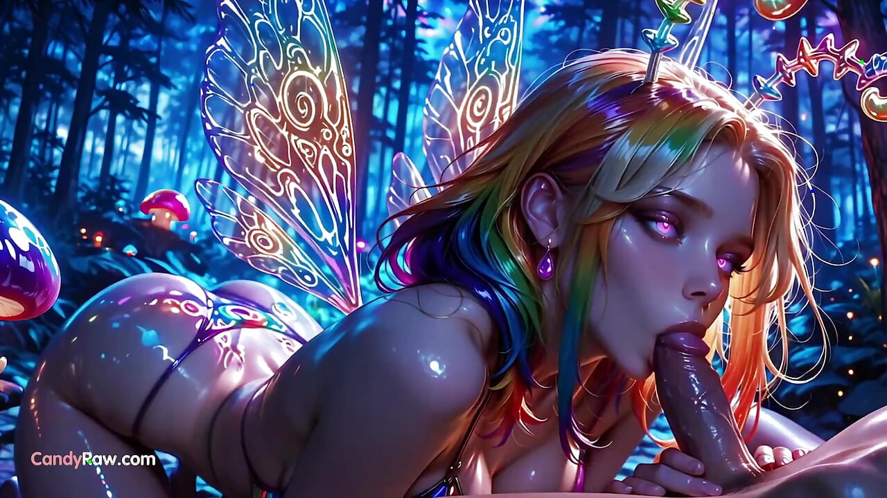 3D motýlí dívka šuká ve fantasy lese