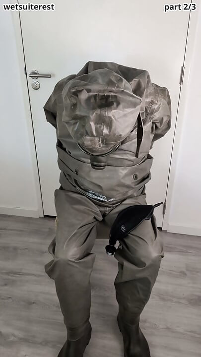 Breathplay masturbation Zodiac Zodiak heavy rubber hazmat suit with gasmask rebreathing bag, gloves, boots